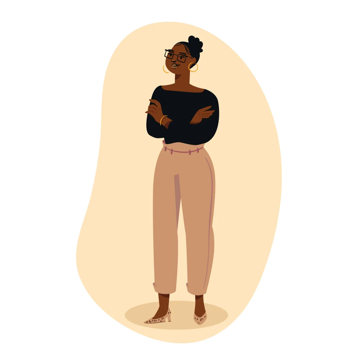 Illustration of a confident Black female CEO with her arms crossed