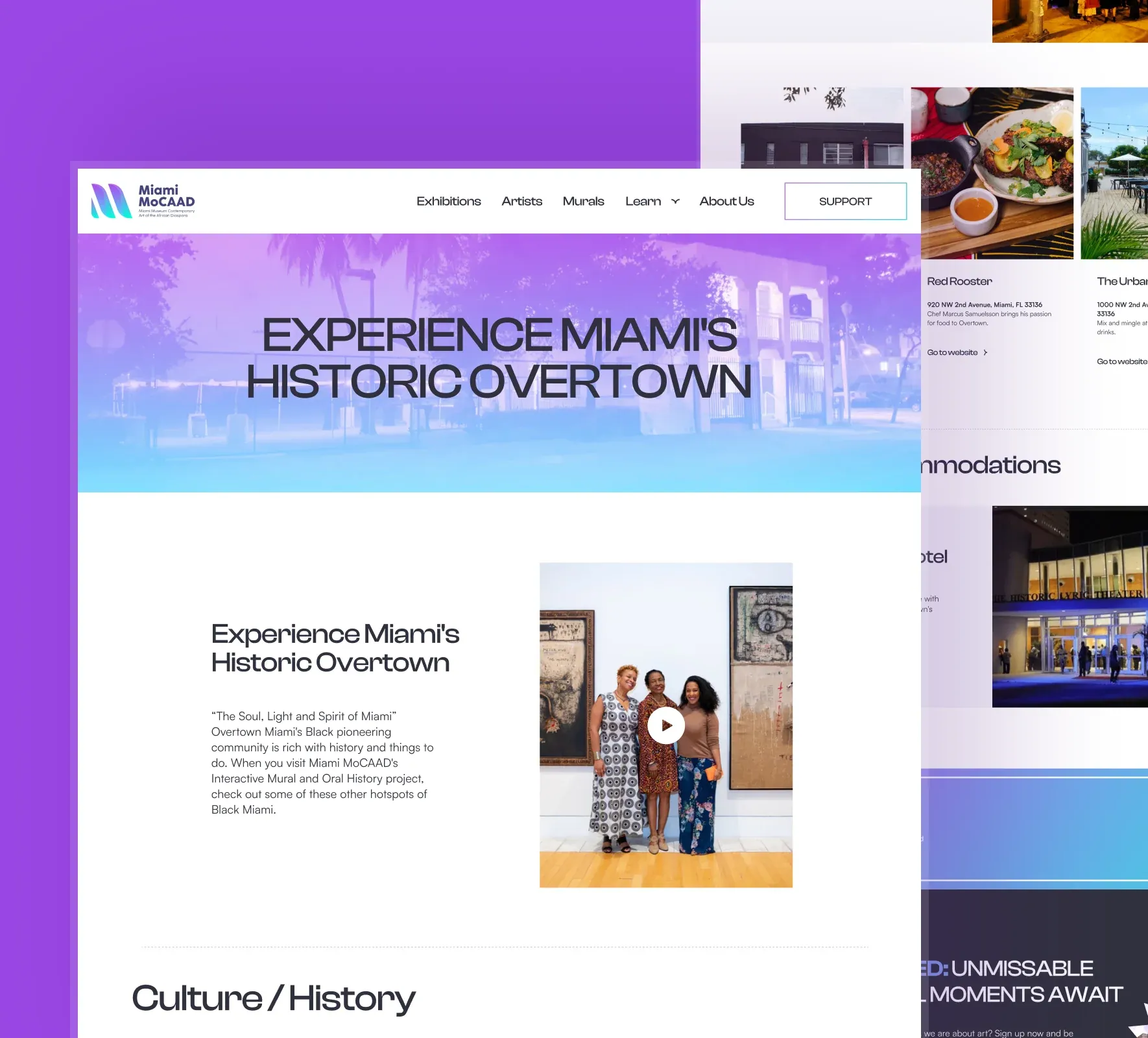 Miami MoCAAD website design and development by 5Four Digital, image 4 of 12